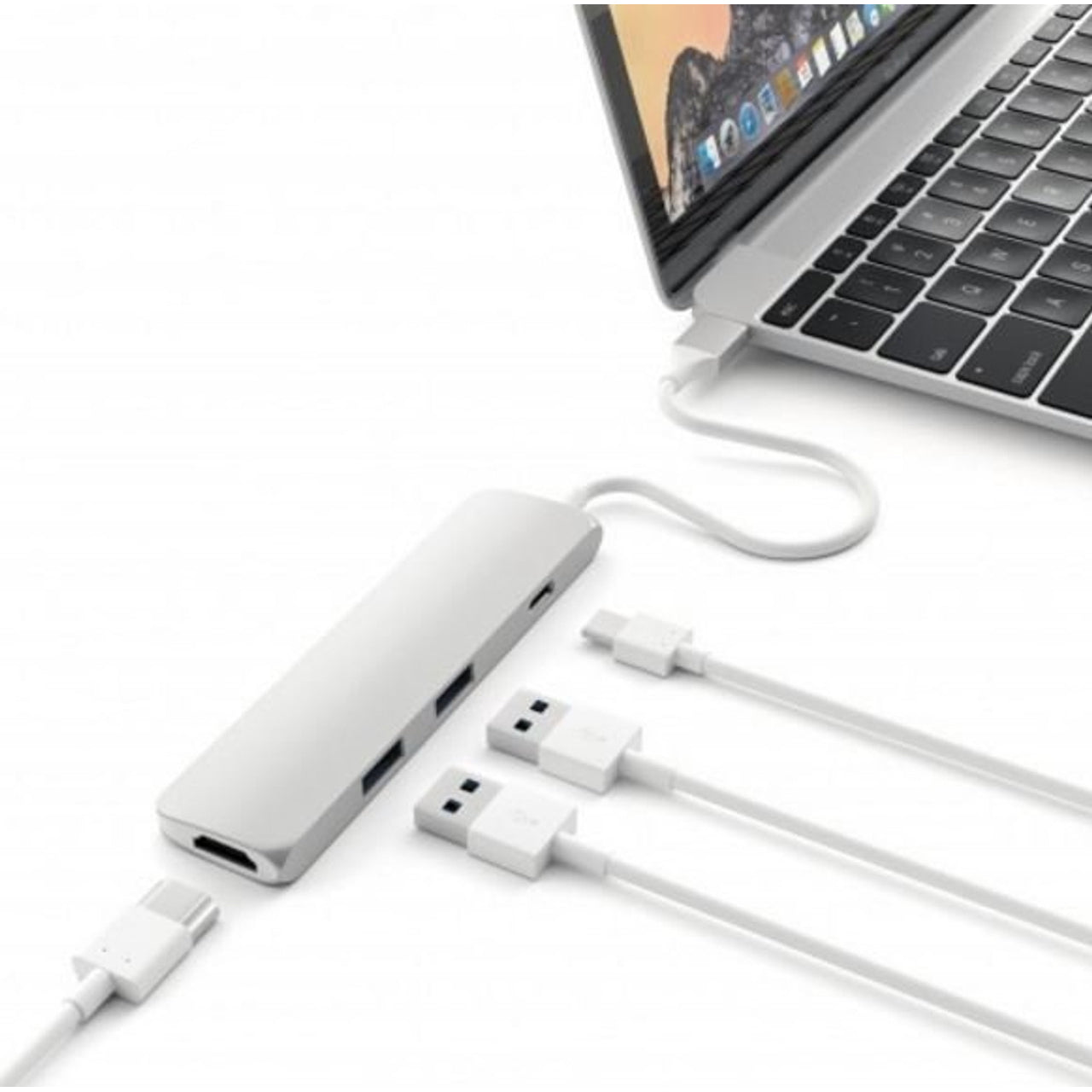 Laser 4-Port USB-C Hub with 4K HDMI USB 3.0 Ports and Charging