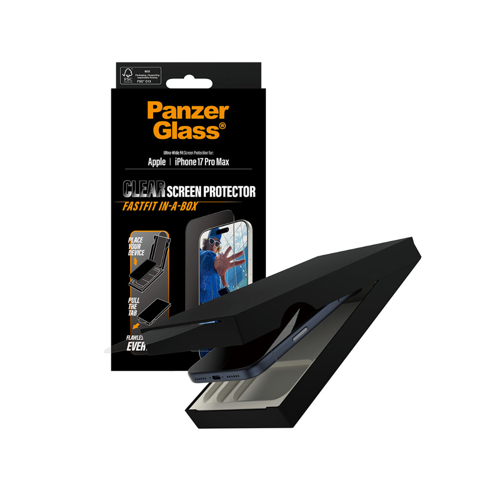 PanzerGlass UltraWide Fit Screen Protector With Fastfit in-a-box for iPhone 17 Pro Max