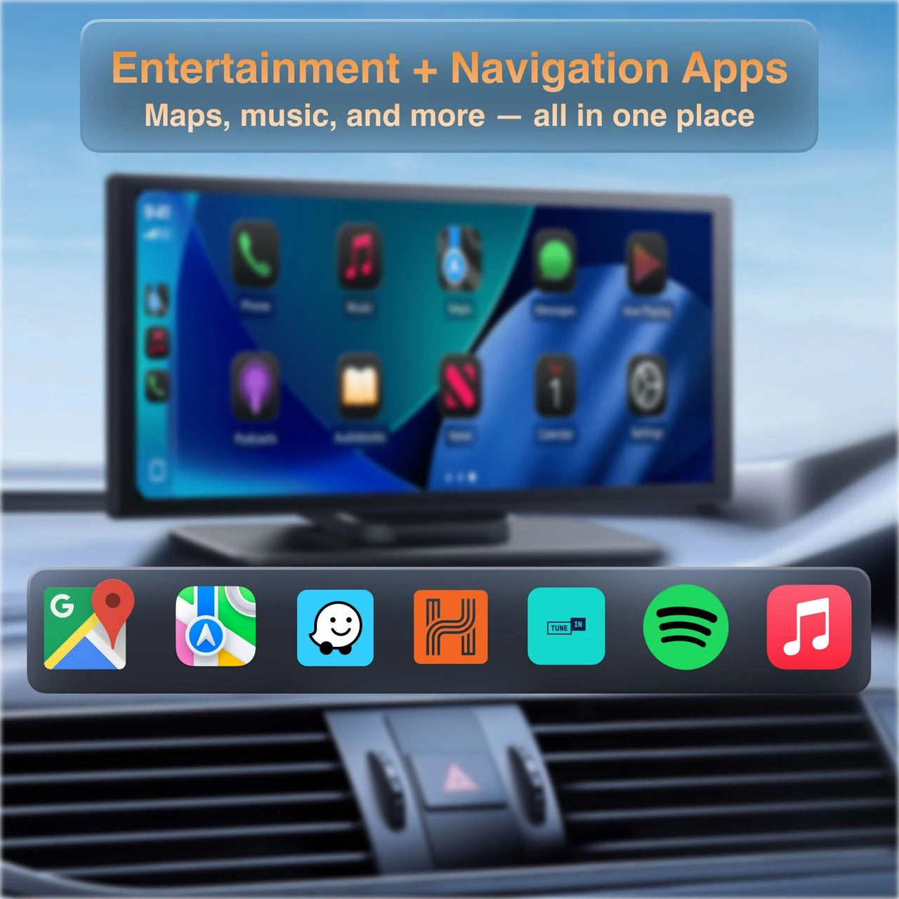 Navig8r 12-inch CarPlay Android Auto Dual Camera