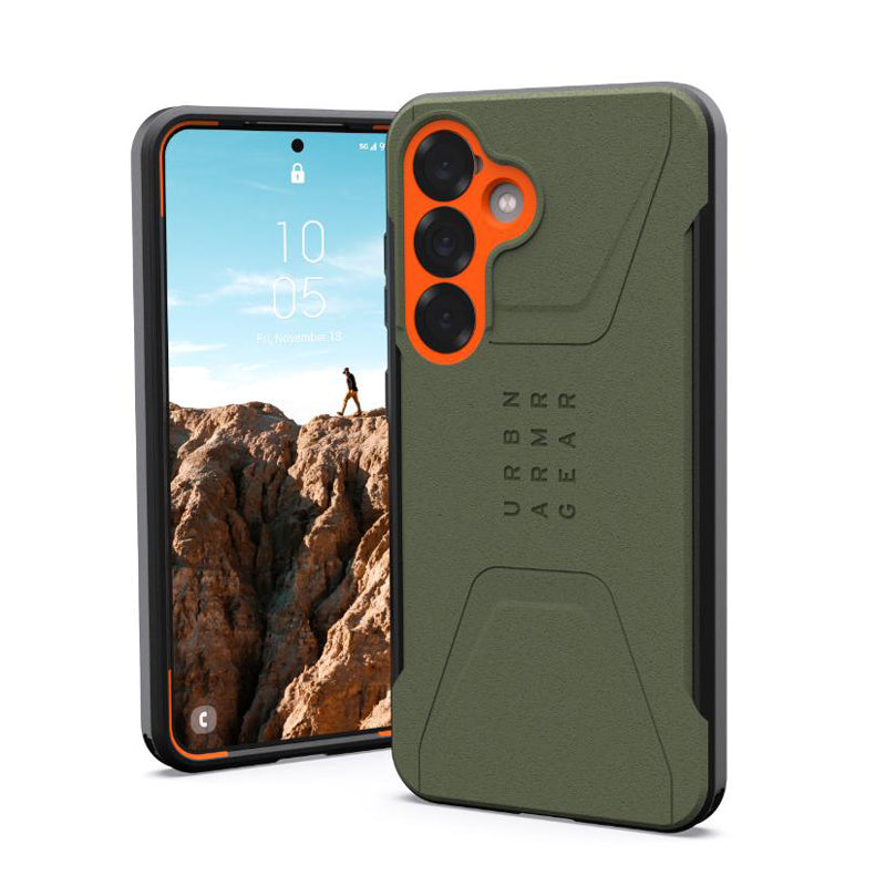 UAG Civilian Magnet Case for Samsung Galaxy S25 - Olive Drab/Orange