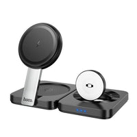 Thumbnail for Hoco CQ11 15W 3 in 1 Folding Magnetic Wireless Fast Charger - Black