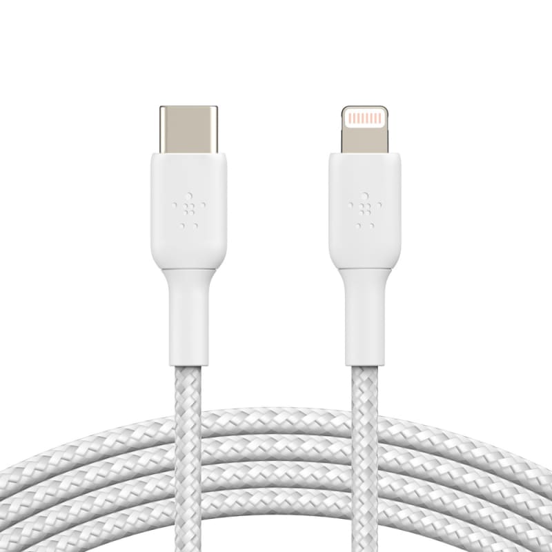 Belkin BOOSTCHARGE USB-C to Lightning 2M Braided Cable for Apple devices - White