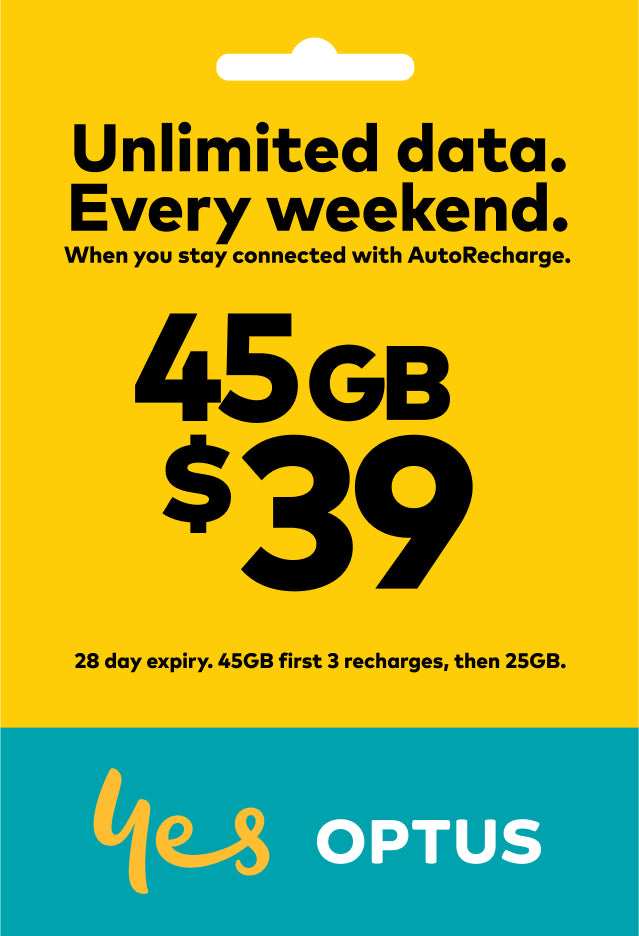 Optus $39 Prepaid Sim Card Starter Kit Pack