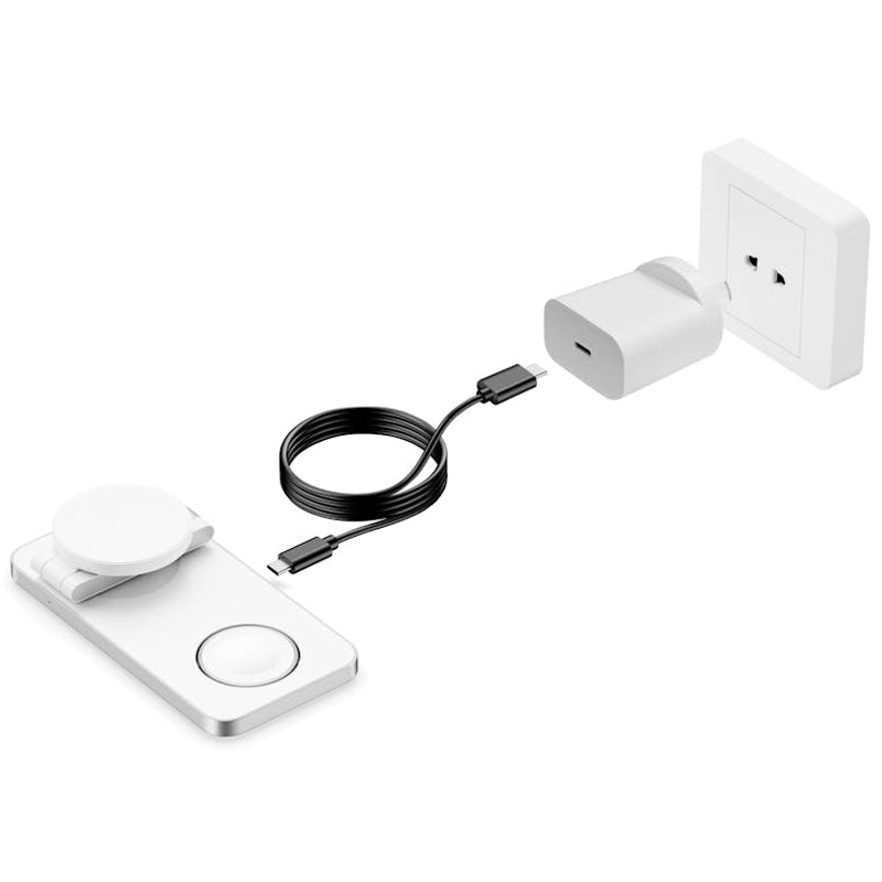Laser ChargeCore 3-in-1 Charging Stand for Apple, Samsung, Watch Charger - White (includes 20W Charger and Cable)