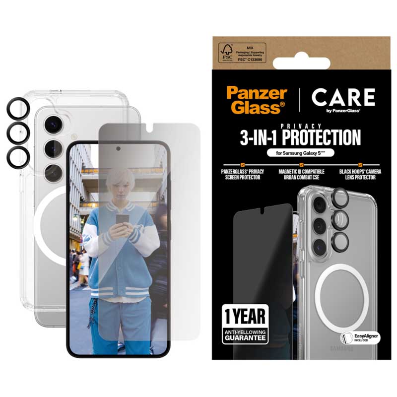 PanzerGlass Care Flgship 3-in-1 Privacy Bundle for Samsung GS25 - Clear