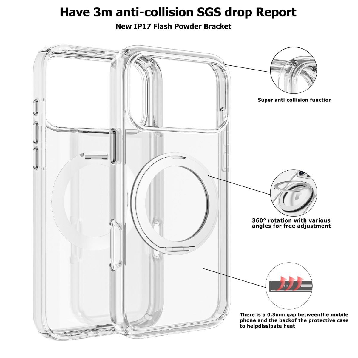 Blacktech Magsafe Case with Ring for Samsung Galaxy S26 Ultra - Clear