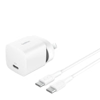 Thumbnail for Belkin Boost Charge 25W Wall Charger & USB-C Cable with USB-C Output & 1m USB-C to USB-C Cable - White