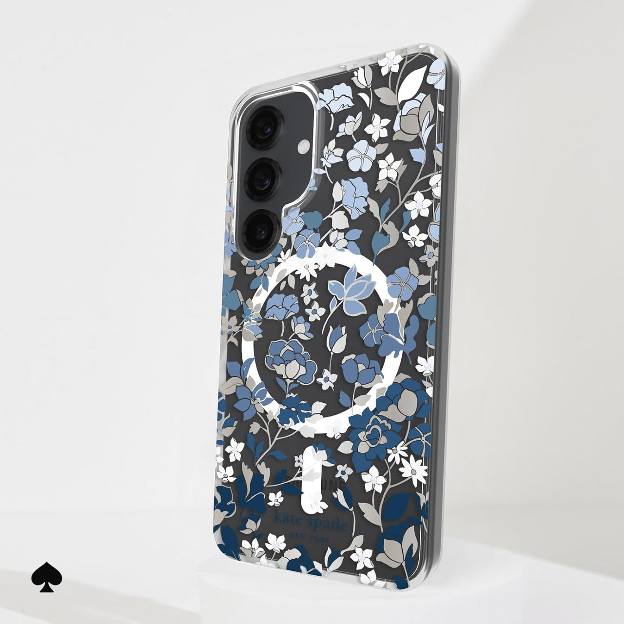Kate Spade Case with Magnets for Samsung Galaxy S25 - Flowerbed Blue Gems
