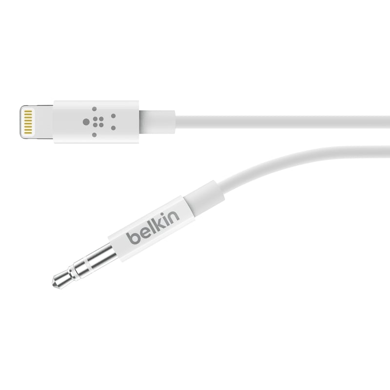 Belkin 3.5mm Audio Cable with Lightning Connector, 6 foot for Apple Devices - White