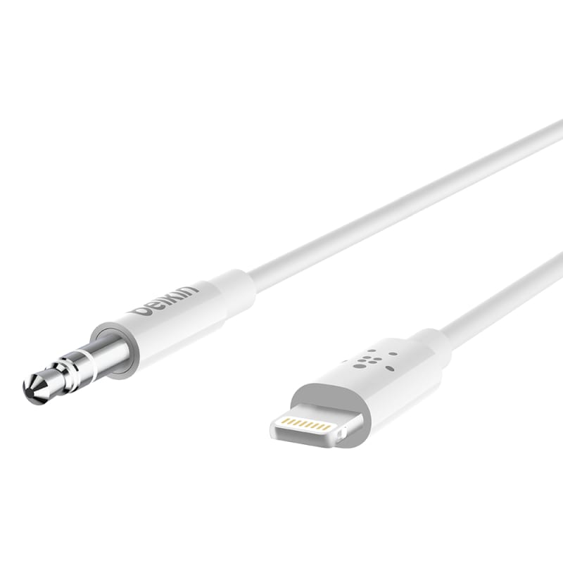 Belkin 3.5mm Audio Cable with Lightning Connector, 6 foot for Apple Devices - White