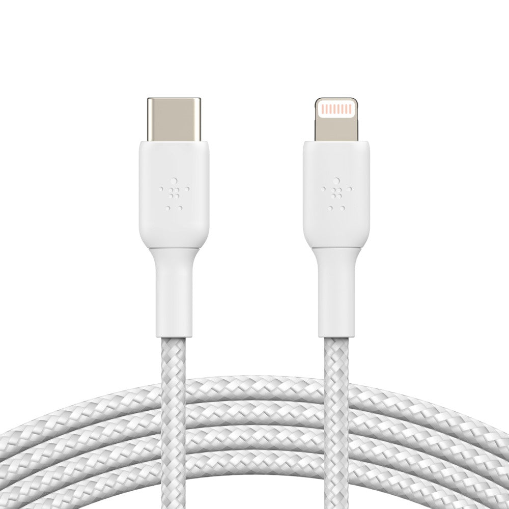 Belkin BoostCharge Braided Lightning to USB-C Cable (1m/3.3ft) - White
