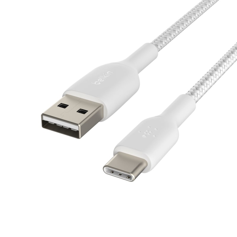 Belkin BoostCharge USB-A to USB-C Braided Cable, 1m universally compatible - White