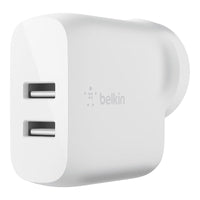 Thumbnail for Belkin 24W Dual Wall Charger and USB-A to USB-C Cable universally compatible - White