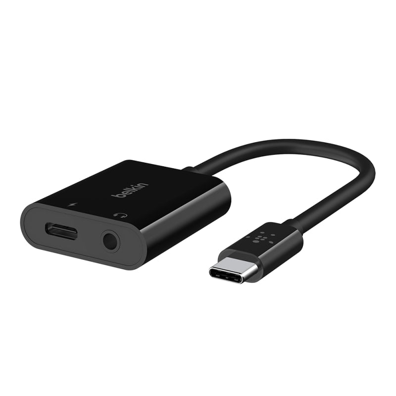 Belkin Rockstar 3.5mm Audio plus USB-C Charge Adapter - Black