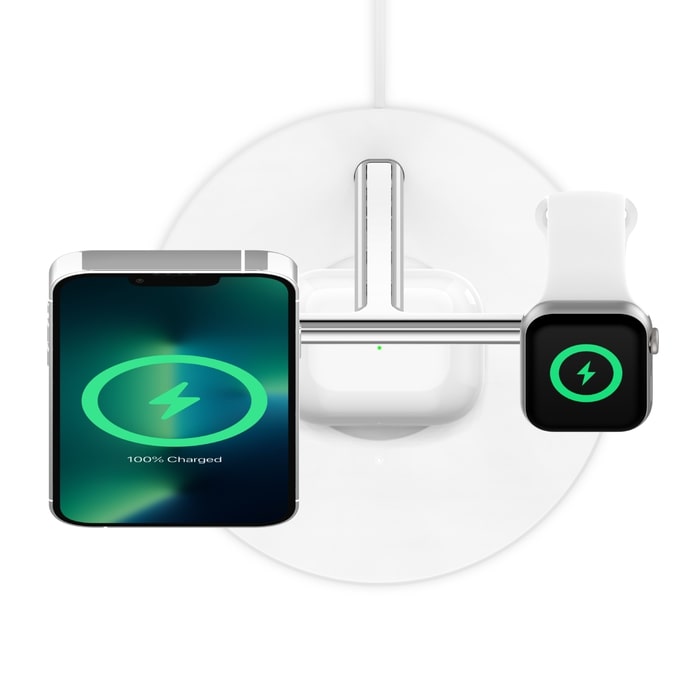 Belkin BoostCharge PRO 3-in-1 Wireless Charger Stand MagSafe 2023 Model -White
