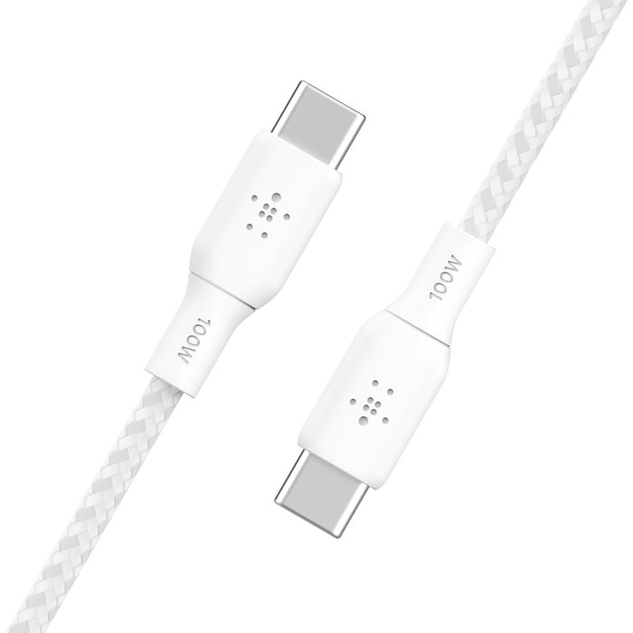 Belkin BoostCharge Braided USB-C to USB-C Cable (2m/6.6ft) - White