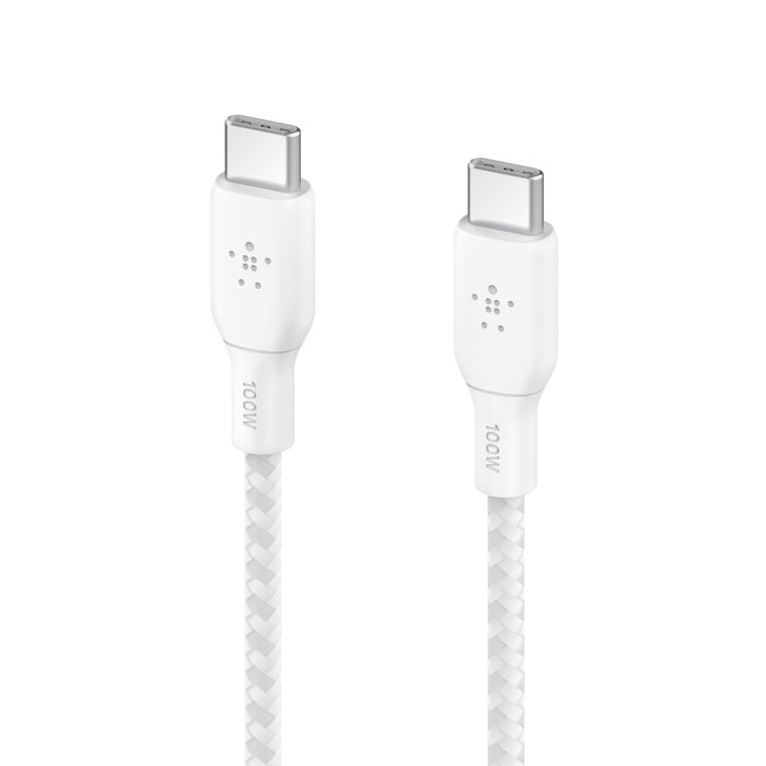 Belkin BoostCharge Braided USB-C to USB-C Cable (2m/6.6ft) - White