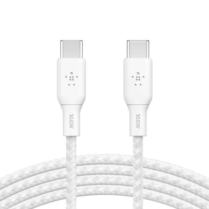 Belkin BoostCharge Braided USB-C to USB-C Cable (2m/6.6ft) - White