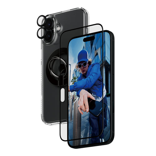 PanzerGlass 4-in-1 Protection Bundle(Screen|Lens|Case|Ring) for iPhone 16 Plus - Clear