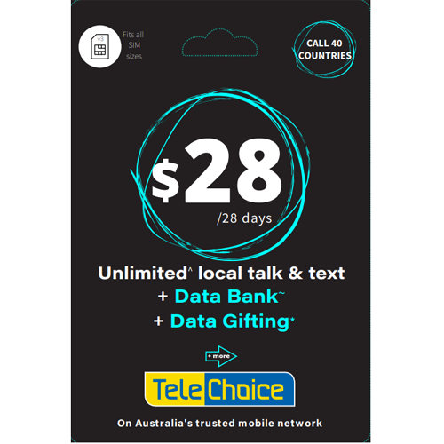 Telechoice $28 Prepaid SIM Plan - 28GB/ 28 Days