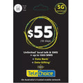 Telechoice 5G $55 Prepaid SIM Plan -120GB/ 30 Days