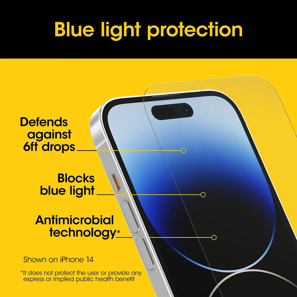 OtterBox Screen Protector Premium Pro Antimicrobial and Anti Blue Light Glass for Apple iPhone 15 Pr