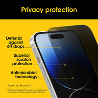 Thumbnail for OtterBox Premium Pro Glass Antimicribial Privacy Apple iPhone 15 Pro - 6.1