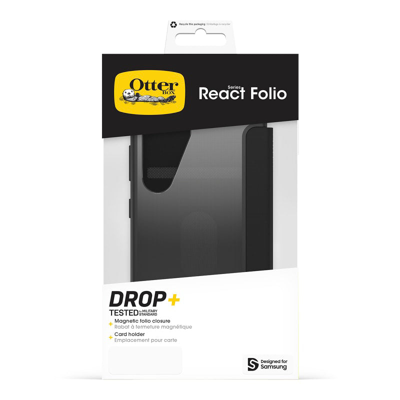 OtterBox React Folio Case for Samsung Galaxy S25/S24 - Black Crystal
