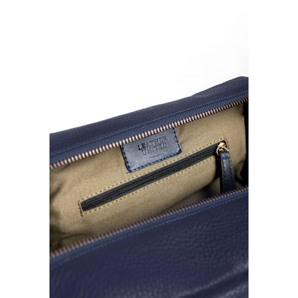 Leather United Unisex Dopp Toiletry Kit Bag - Navy Blue (Genuine Leather)