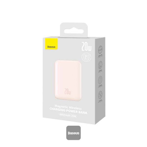 Baseus Magnetic Mini Wireless Charging Power Bank 6000mAh 20W  - Pink