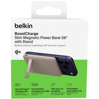 Belkin BoostCharge SLIM Magnetic 5K Power Bank Qi2(15W) + Kickstand - Sand Grey