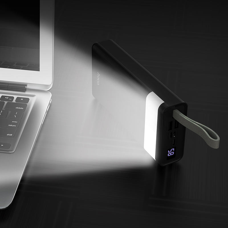 Hoco J73 Fast Charging Power Bank 30000mAh with  Desk Lamp light - Black