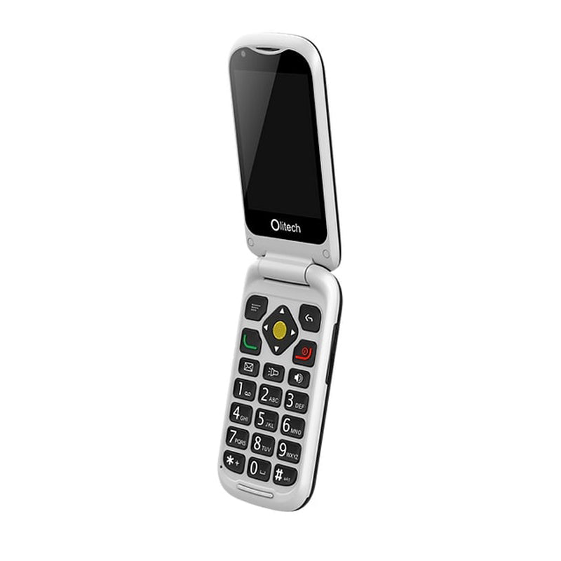 OPEN BOX - Olitech SMART EasyFlip 4G Seniors Phone Big Buttons GPS SOS WiFi HotSpot WhatsApp - Black/White