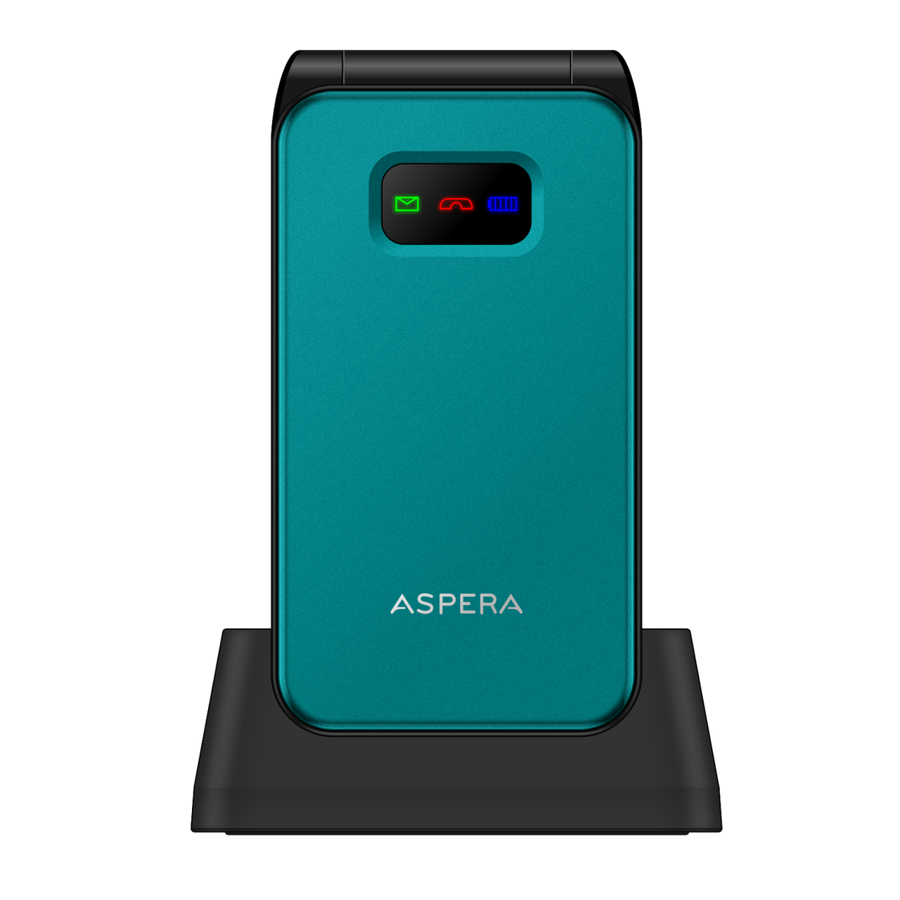 Aspera F46 Seniors 4G BIG button FLIP mobile phone with CRADLE- Black / Green