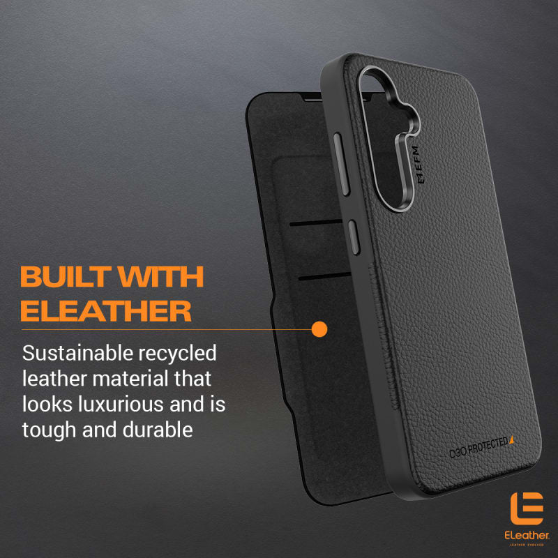 EFM Monaco Wallet Case Armour with D3O 5G Signal Plus Technology for Samsung Galaxy S24+ - Black