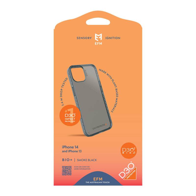 EFM Bio+ Case Armour with D3O Bio For iPhone 13/14 (6.1") - Black / Grey