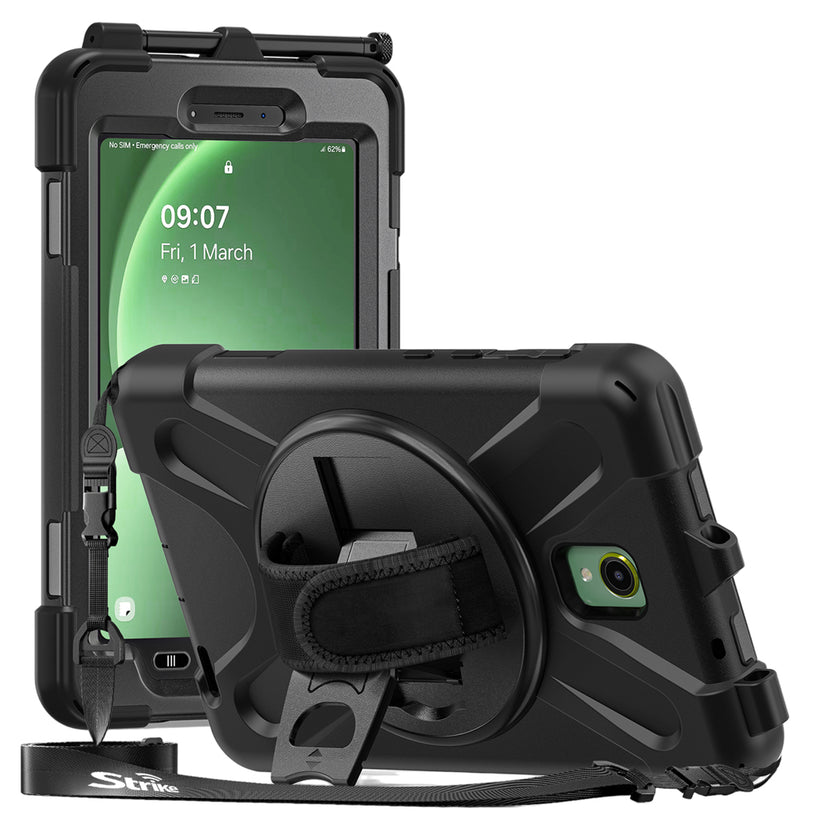 Strike Rugged Case With Hand Strap & Lanyard for Samsung Tab Active5- Black
