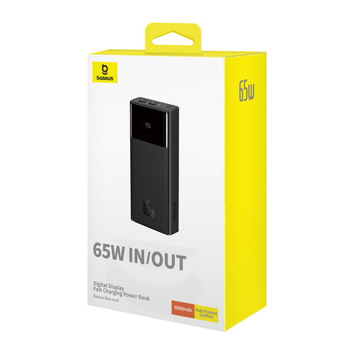 Baseus Star-Lord Digital Display 65W Fast Charging Power Bank 20000mAh - Black