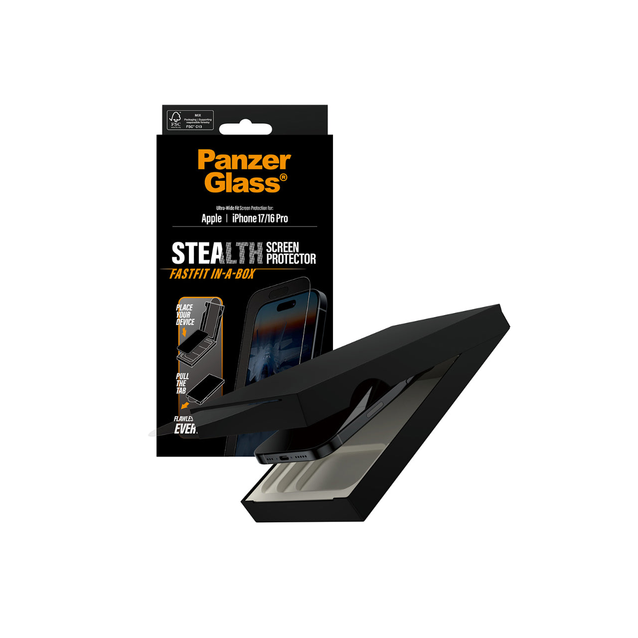 PanzerGlass UltraWide Fit Stealth Screen Protector with Fastfit in-a-box iPhone 17