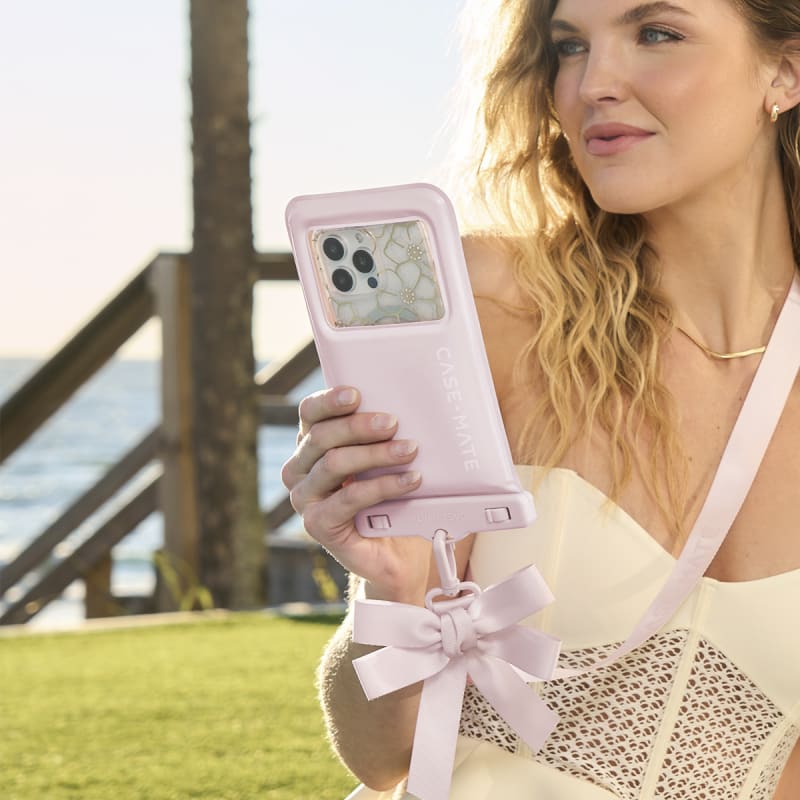 Case-Mate Waterproof Floating Bow Pouch- Large in Ballet Pink