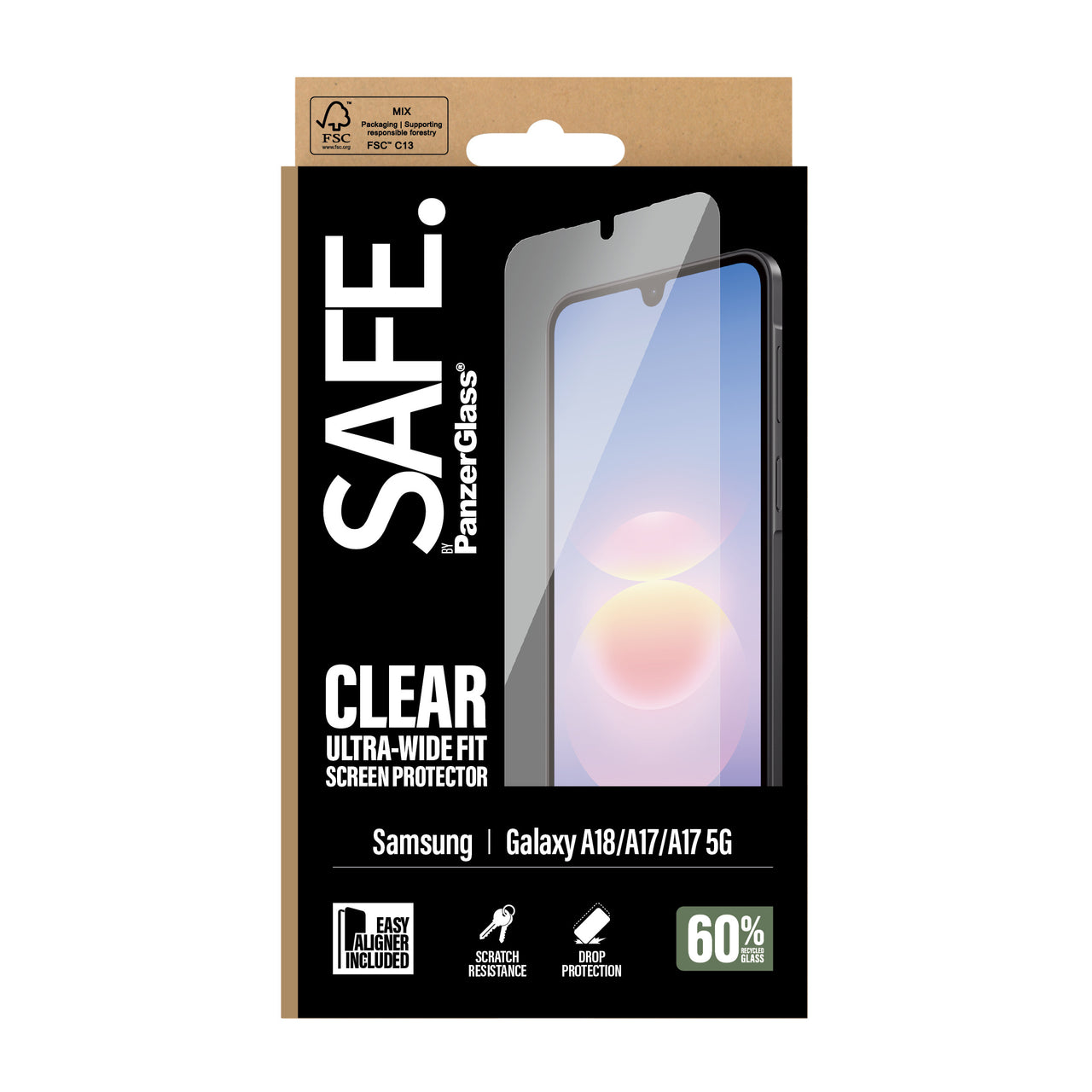 Safe by PanzerGlass UWF Screen Protector with EasyAligner for Samsung Galaxy A18 - Clear