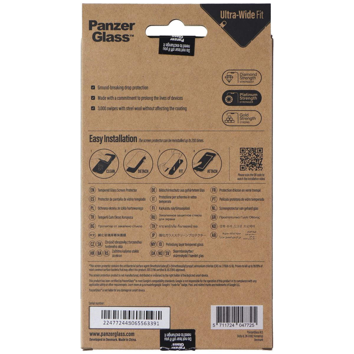 PanzerGlass Screen Protector Antibacterial for Google Pixel 7- Clear