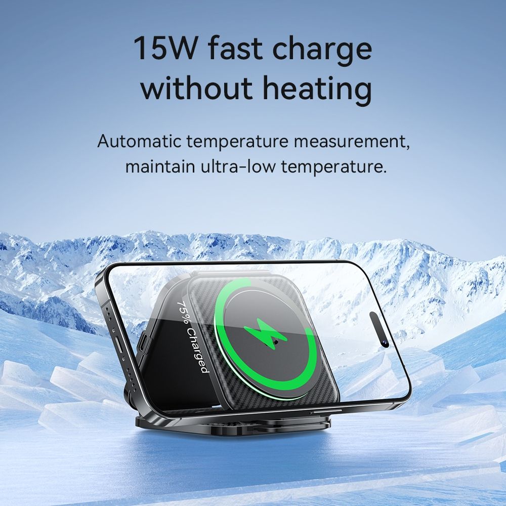 Hoco CQ11 15W 3 in 1 Folding Magnetic Wireless Fast Charger - Black