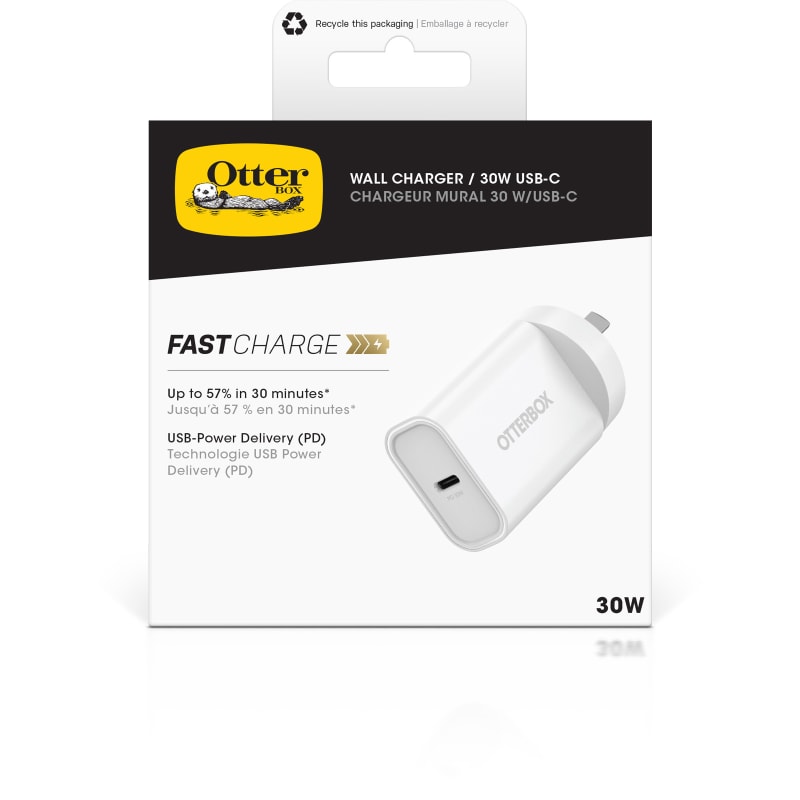 OtterBox 30W Wall Charger with USB-C and Power Delivery - White