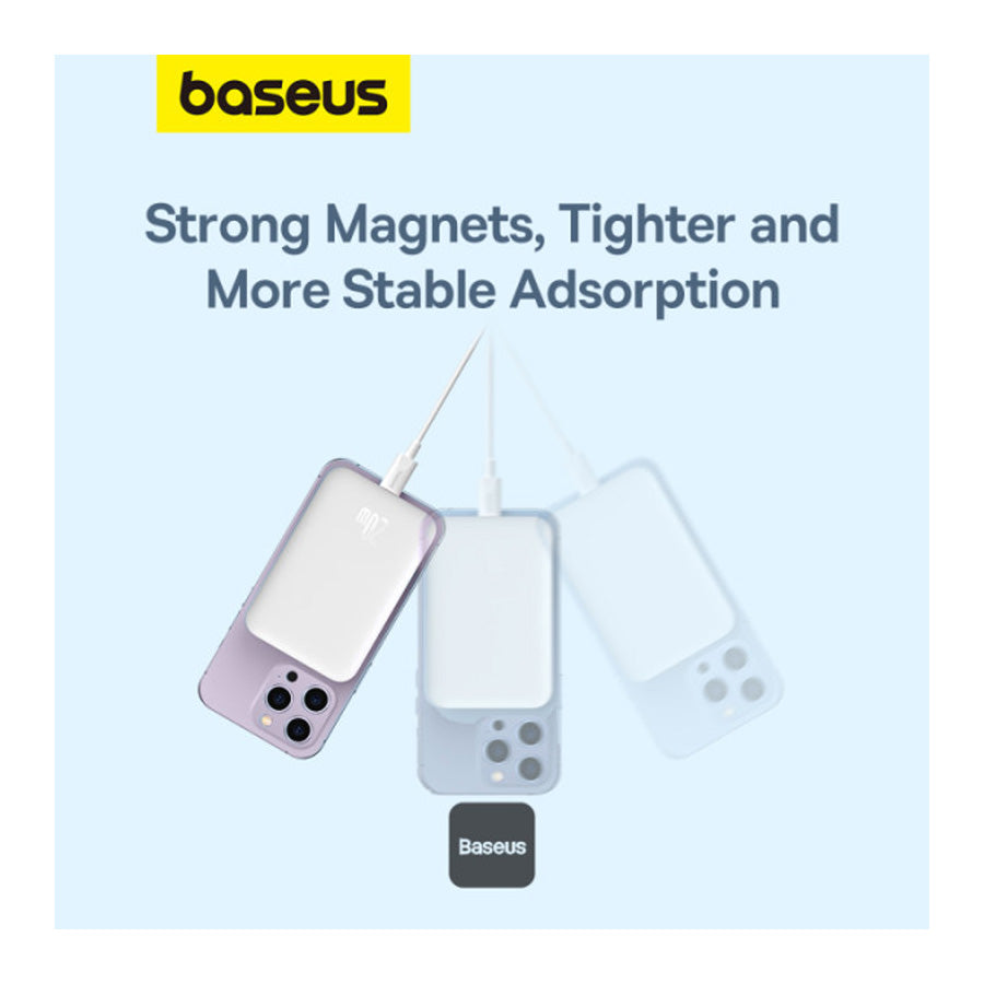 Baseus 6000mAh Magnetic Mini Air 15W Wireless Power Bank With PD 20W Type-C Port - White