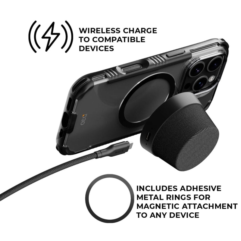 EFM Cloudbreak Mag Pro Bluetooth Speaker with MagSafe Compatibility and 10W Wireless Charging - Charcoal