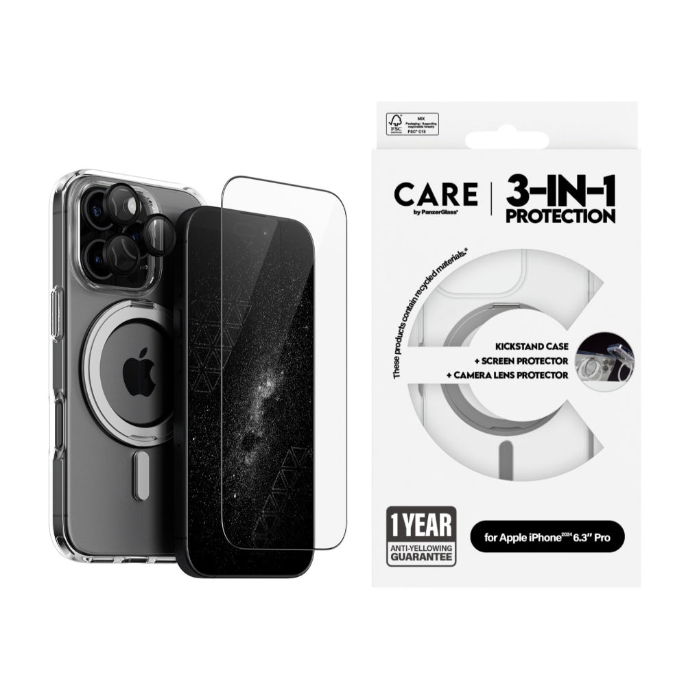 PanzerGlass CARE 3-in-1 Ceramic Bundle for iPhone 16 Pro