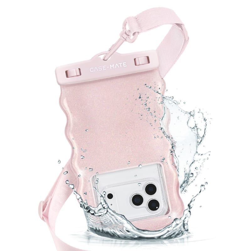 Case-Mate Wavy Waterproof Floating Pouch Large - Ballet Pink Twinkle
