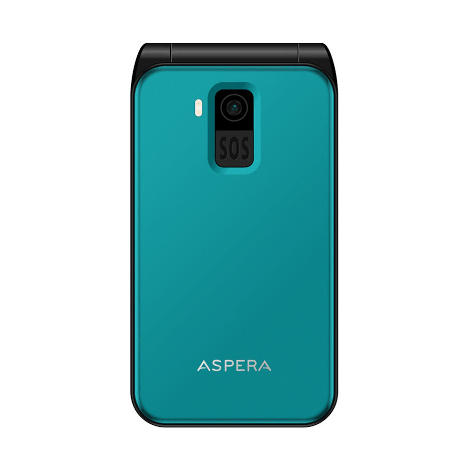 Aspera F46+ (F46 Plus) Seniors 4G BIG button FLIP mobile phone with CRADLE- Black / Green