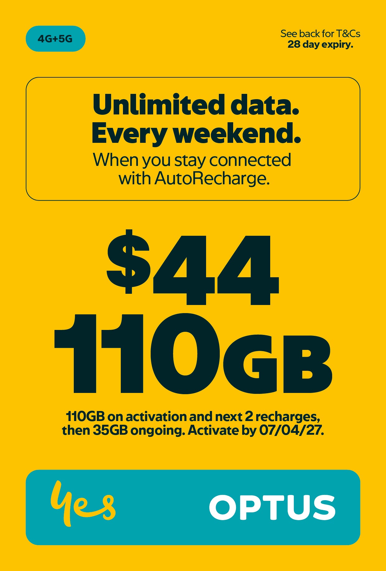 Optus $39 Prepaid Sim Card Starter Kit Pack
